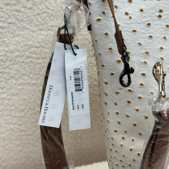 DOONEY & BOURKE Hobo Handbag in Bone Italian Leather Ostrich NEW - Picture 12 of 12